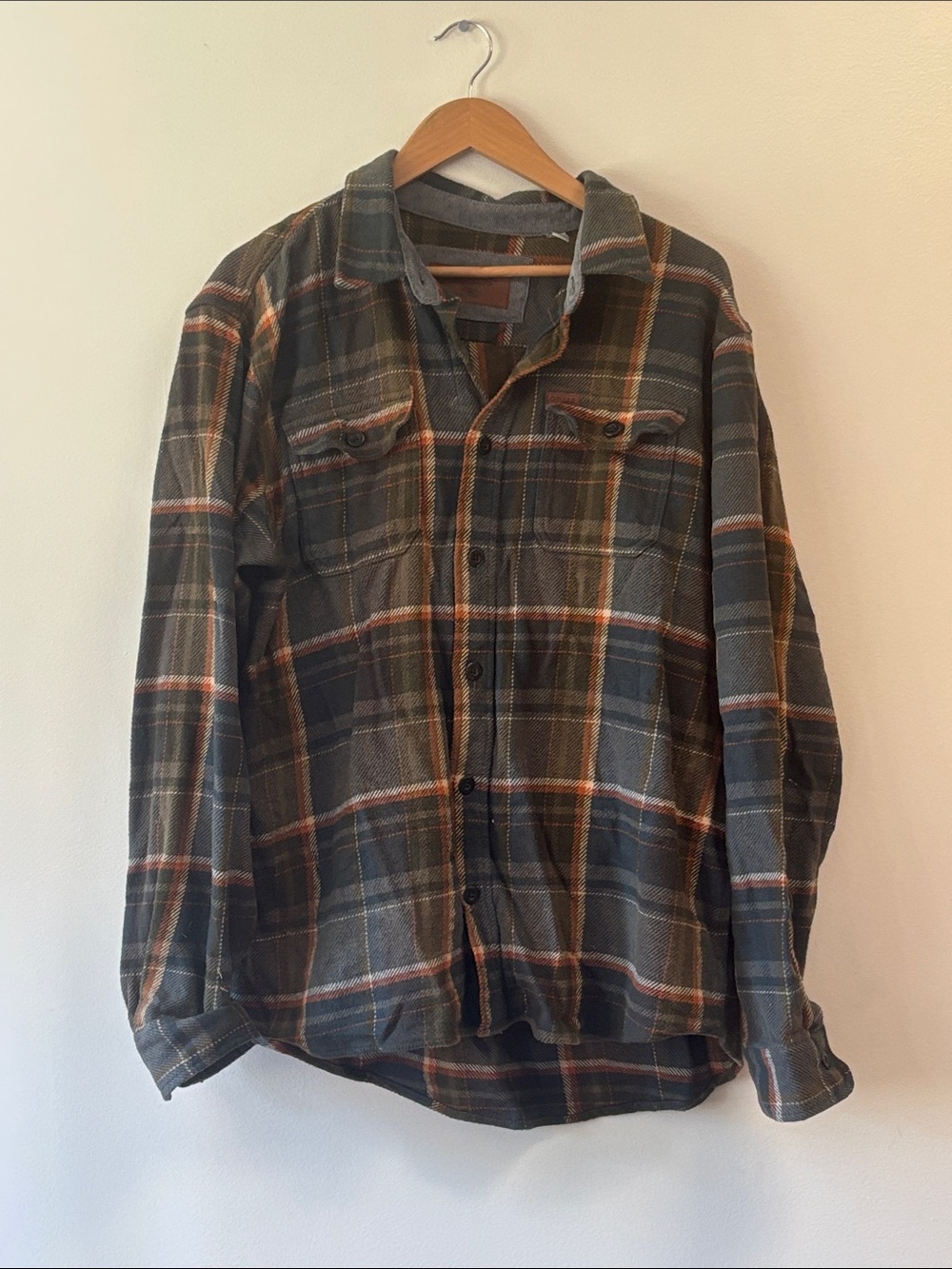 Orvis Men's Gray Plaid Button-Up Jacket Shirt sz XL
